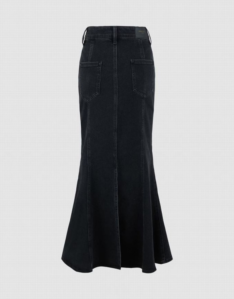 Urban Revivo Skinny Fishtail Women's Denim Skirt Black | YMNASUG-36