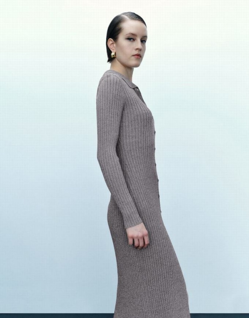 Urban Revivo Skinny Women's Knitted Dress Grey | CIYKPHA-04