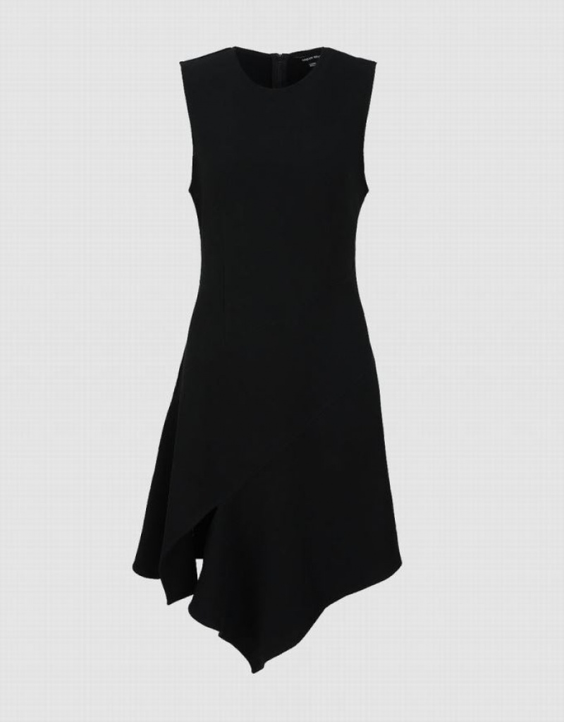 Urban Revivo Sleeveless Crew Neck Mini A-Line Women's Dress Black | CDSQPIX-84