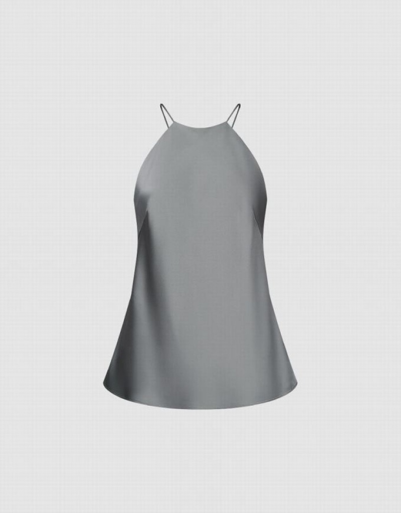 Urban Revivo Sleeveless Crew Neck Overhead Women's Blouse Grey | DUVSWXP-83