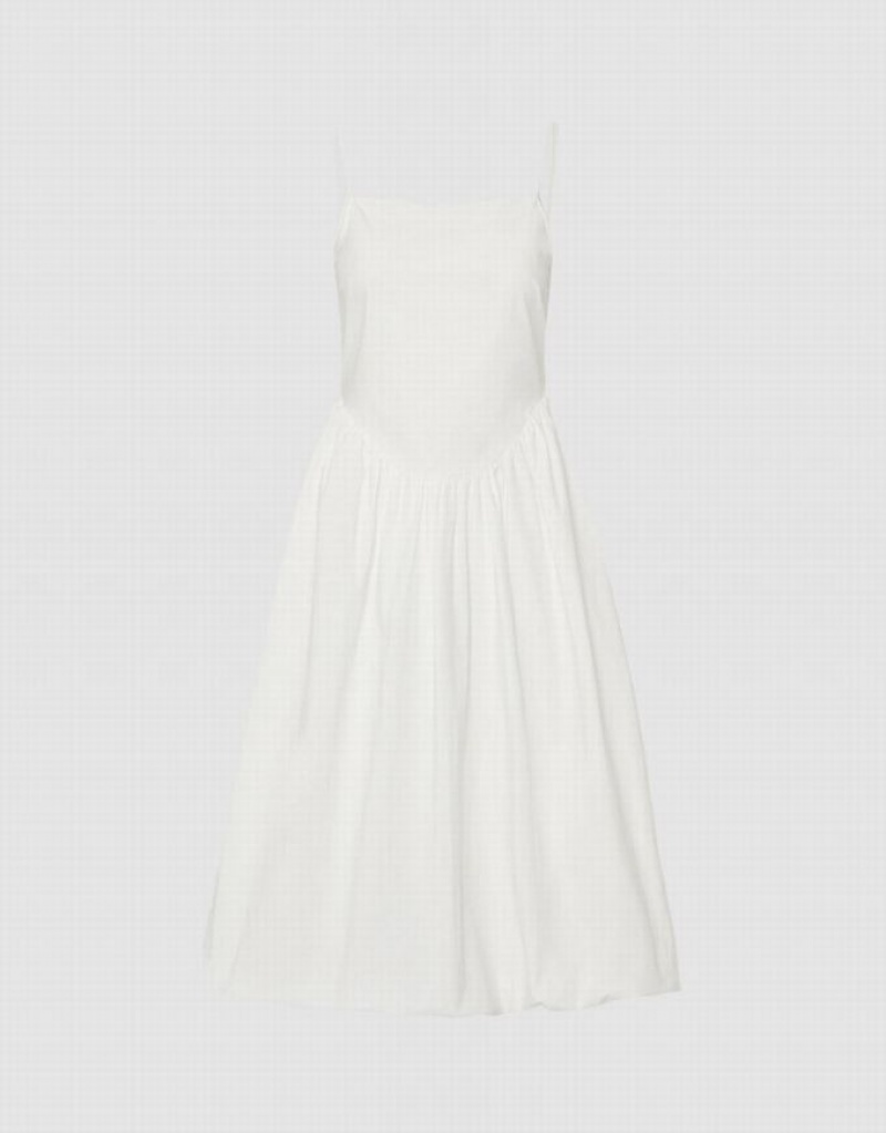 Urban Revivo Sleeveless Off-Shoulder A-Line Women's Dress White | QUNSKTH-83