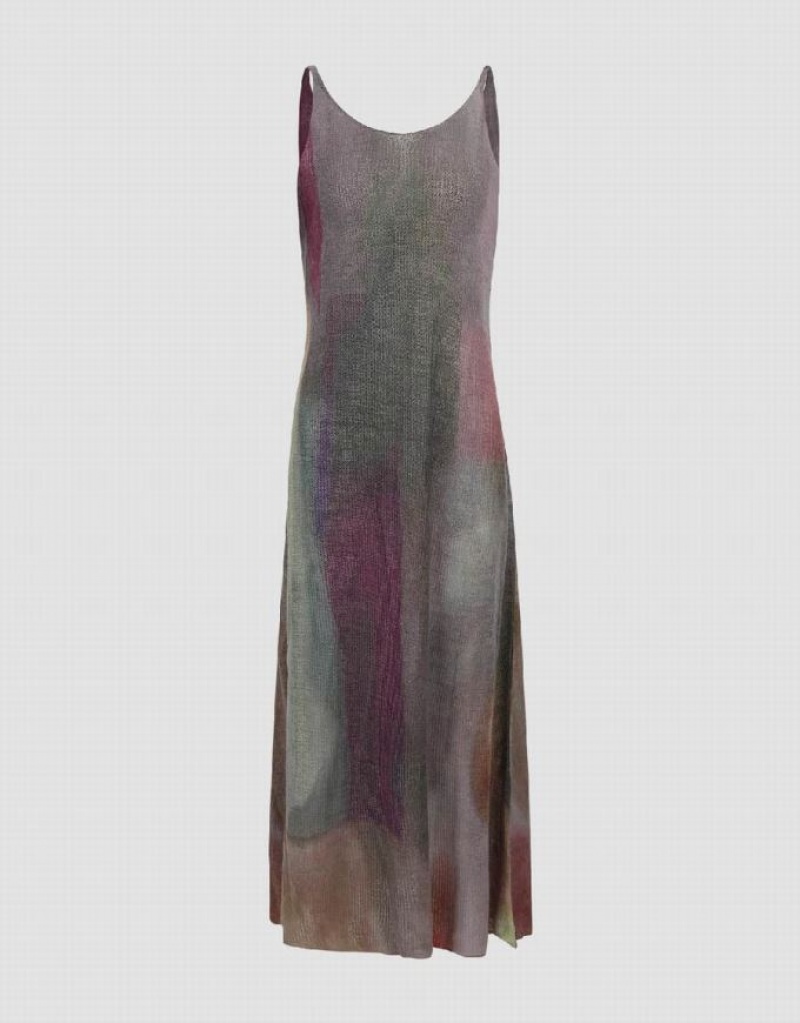 Urban Revivo Sleeveless Printed Women's Knitted Dress Multicolor | ANIBVRU-42