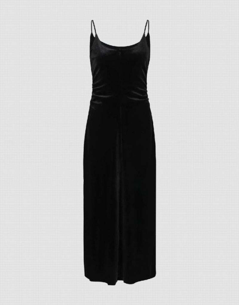 Urban Revivo Sleeveless Skinny Women's Knitted Dress Black | VCXMISZ-16