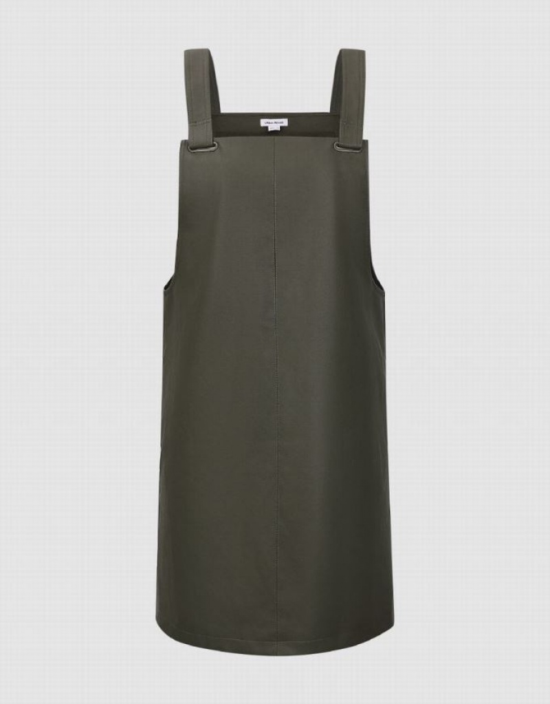 Urban Revivo Sleeveless Square-Cut Collar A-Line Women's Dress Green | FEQJGVB-41