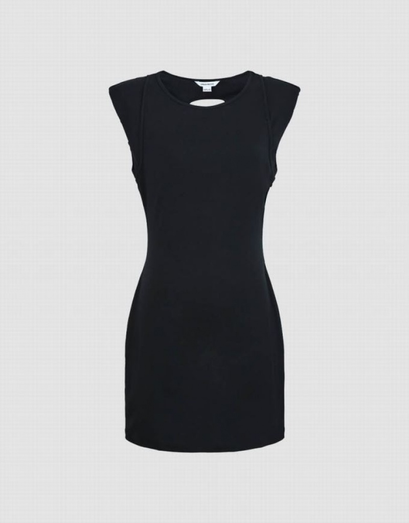 Urban Revivo Sleeveless V-Neck A-Line Women's Dress Black | IJDRETF-84