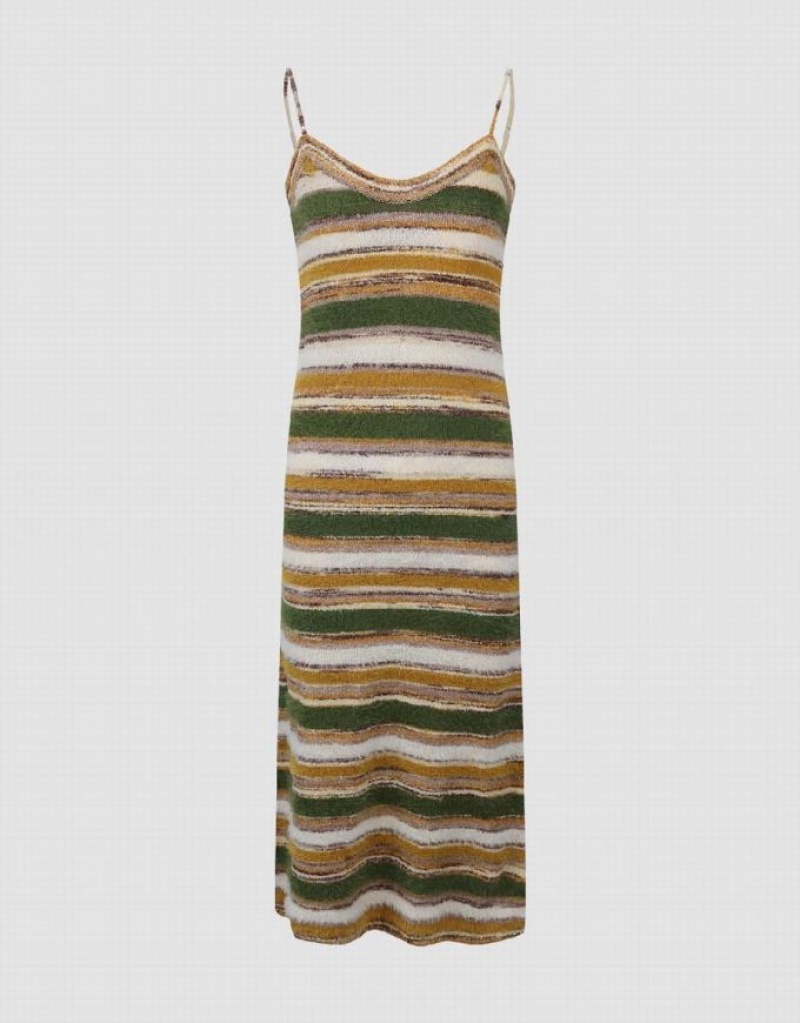 Urban Revivo Sleeveless V-Neck Women's Knitted Dress Multicolor | TKRYGQE-56