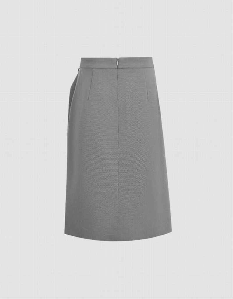 Urban Revivo Split Hem A-Line Women's Skirts Grey | BYWIPXA-52