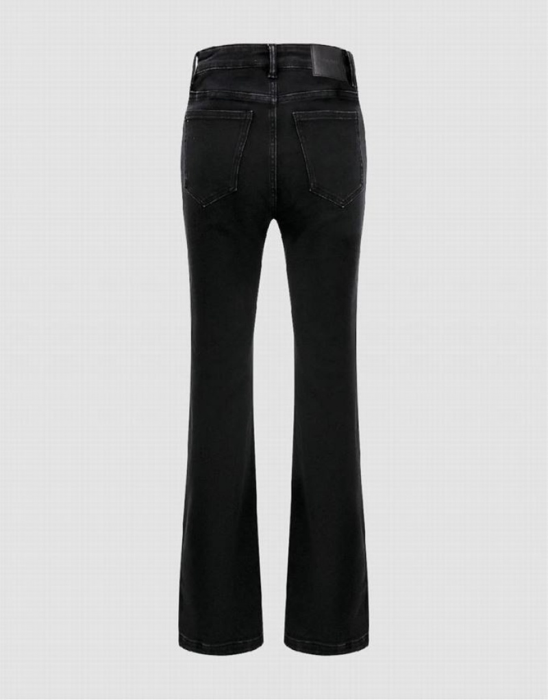 Urban Revivo Split Hem Flare Women's Jeans Black | TSPMXBU-75