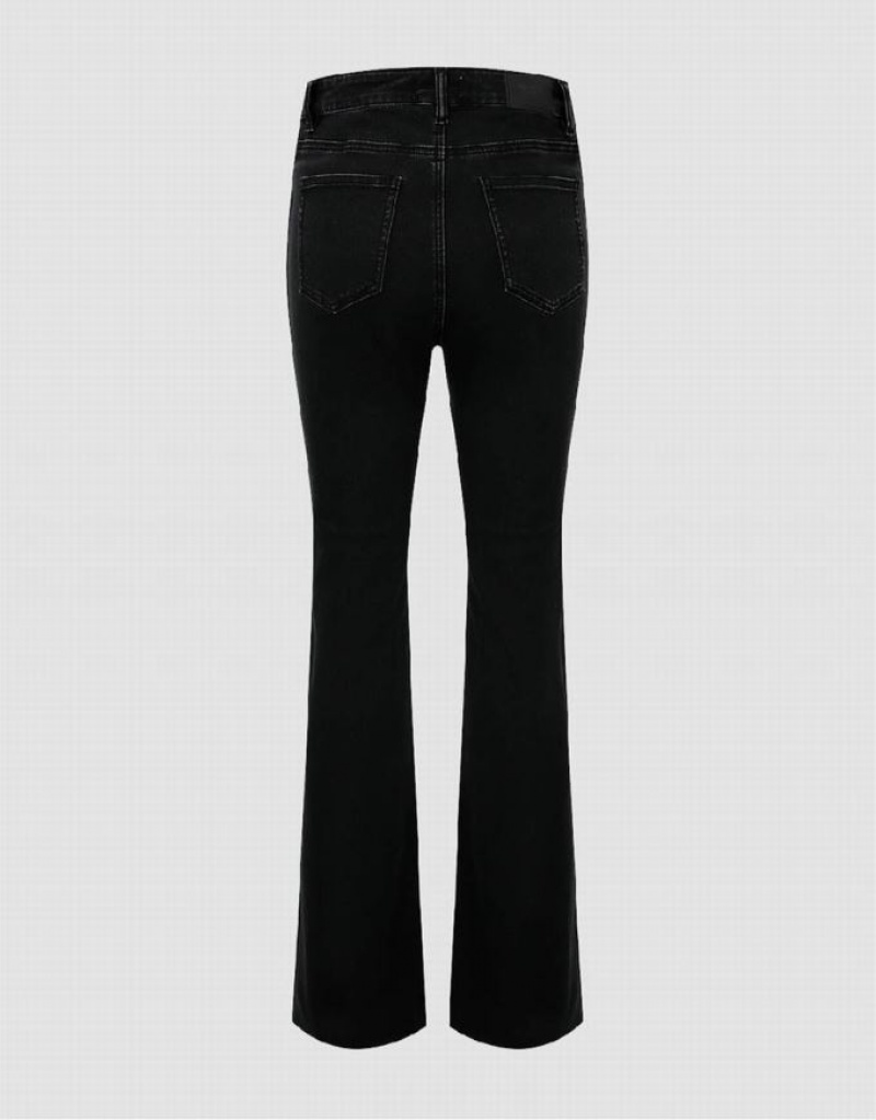 Urban Revivo Split Hem Flare Women's Jeans Black | VFQMSKI-67