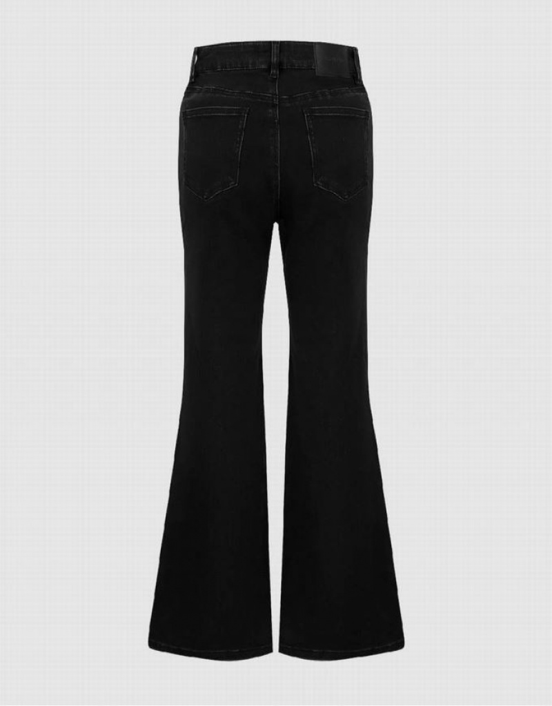 Urban Revivo Split Hem Flare Women's Jeans Black | YZCTJXQ-25