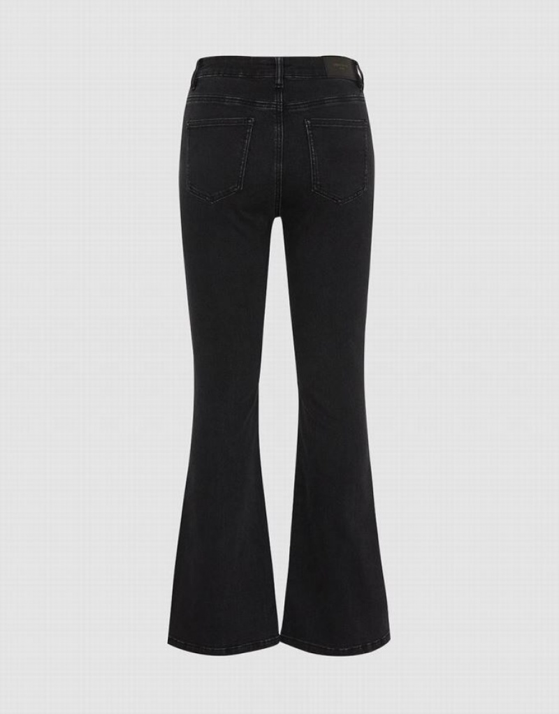 Urban Revivo Split Hem Flare Women's Jeans Black | QRABXSL-17