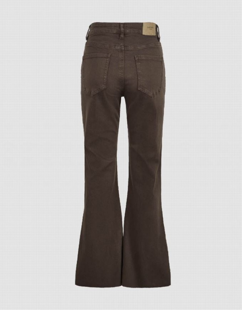 Urban Revivo Split Hem Flare Women's Jeans Coffee | BGKSPWF-74