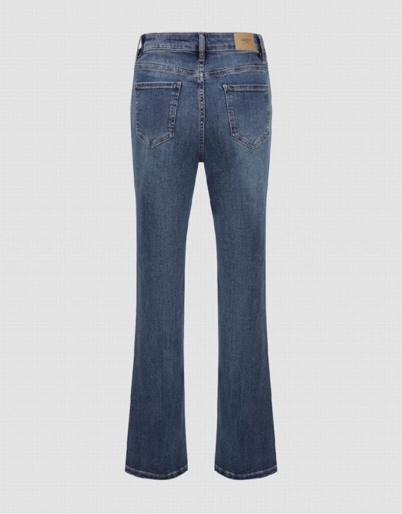 Urban Revivo Split Hem Flare Women's Jeans Blue | SYRCMHK-96