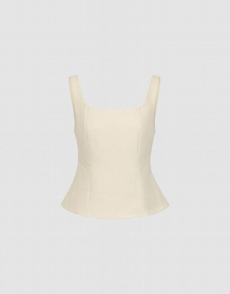 Urban Revivo Square-cut Collar Women's Camisole Beige | CXABFUY-98