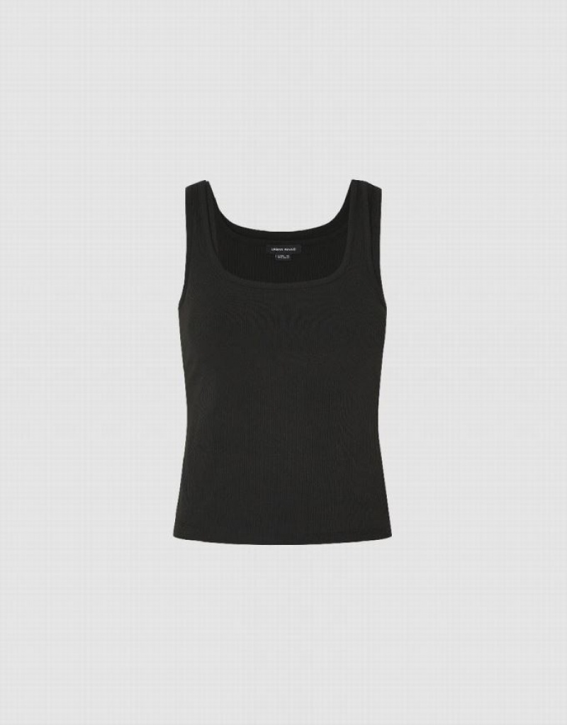 Urban Revivo Square-cut Collar Women's Tank Top Black | FMYAVHG-47