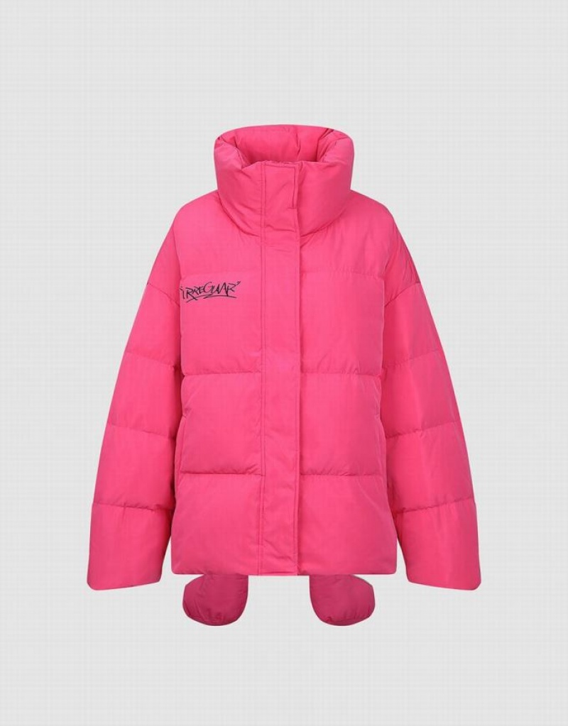 Urban Revivo Stand Collar Women's Puffer Jacket Pink | SWEHGIY-32