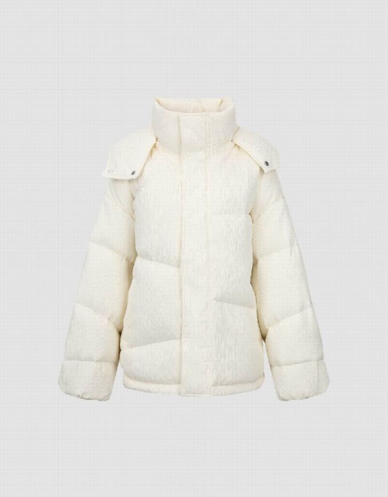 Urban Revivo Stand Collar Women's Puffer Jacket White | XTSAOYQ-87