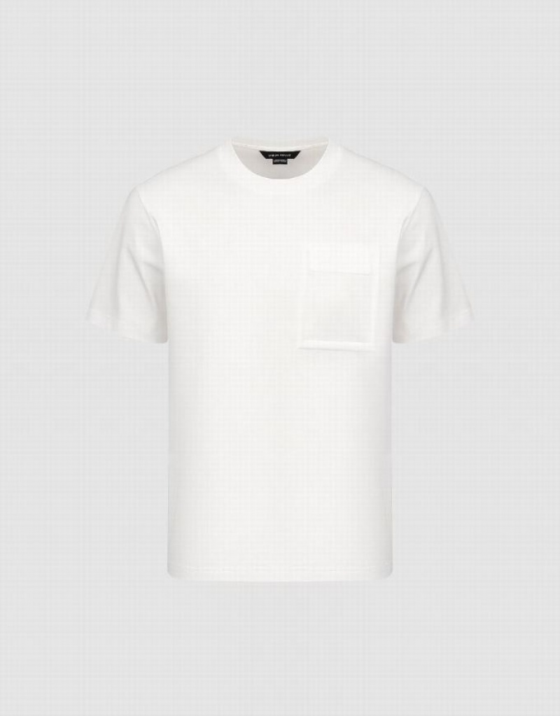 Urban Revivo Straight Crew Neck Men's T-Shirts White | OUNXYAW-14