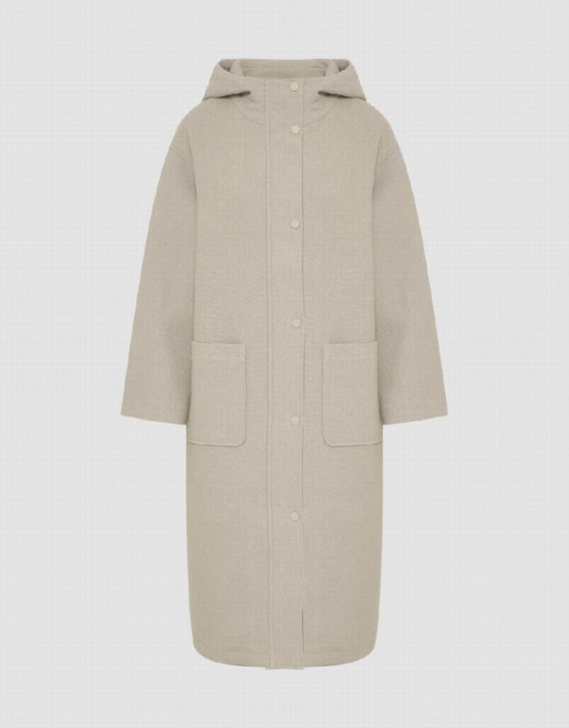 Urban Revivo Straight Longline Women's Coats Khaki | VHSNOPE-32