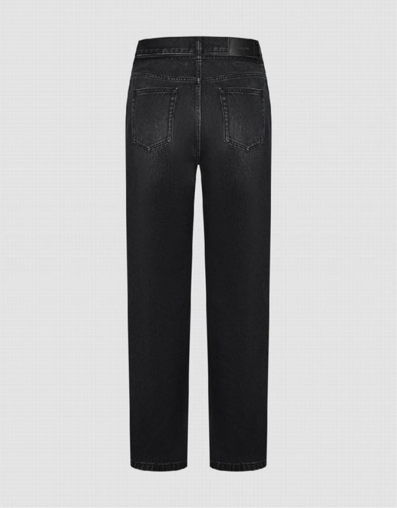 Urban Revivo Straight Men's Jeans Black | XHGZVJM-87