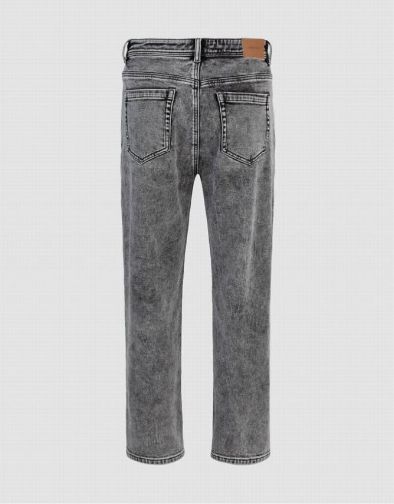 Urban Revivo Straight Men's Jeans Dark Grey | NWBIFLV-78