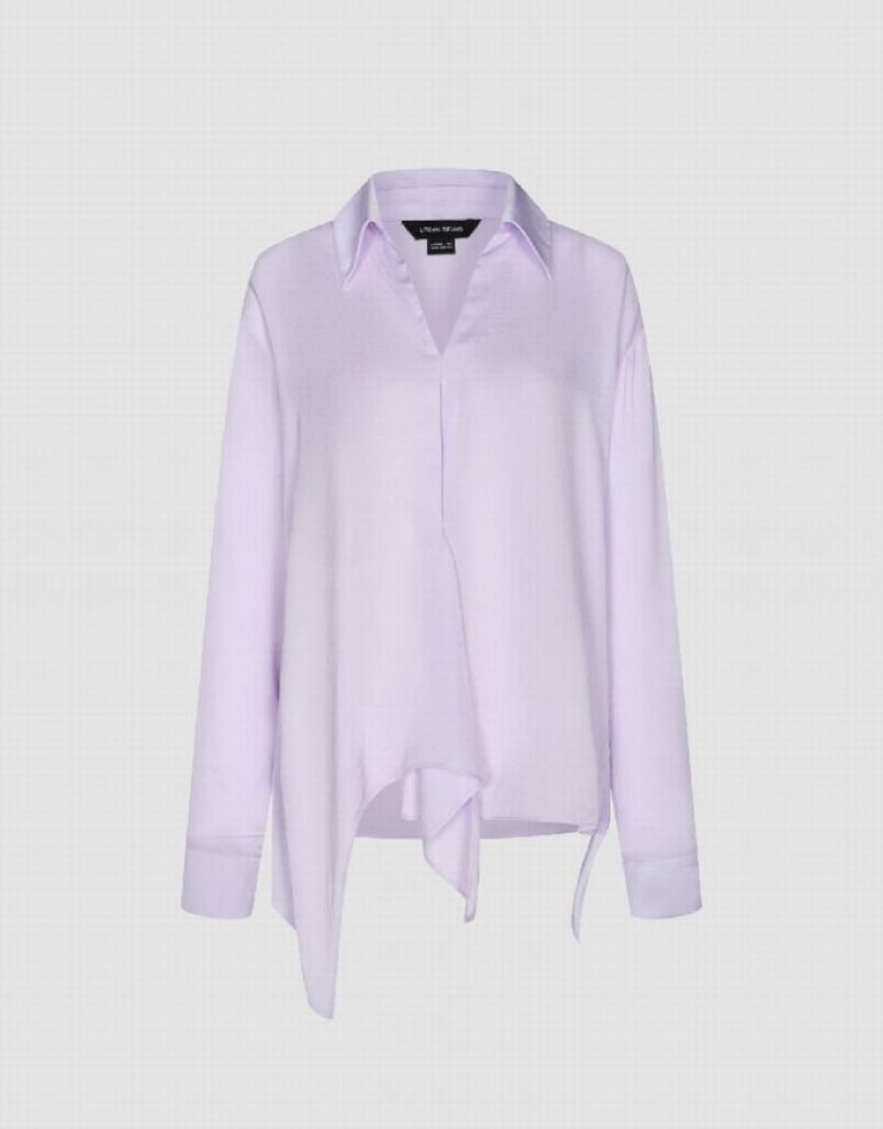 Urban Revivo Straight Overhead Women's Blouse Purple | QOXSUWN-39