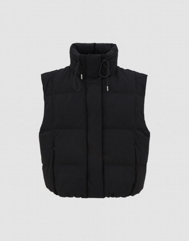 Urban Revivo Straight Puffer Waistcoat Women's Down Jackets Black | UAEZMKY-91