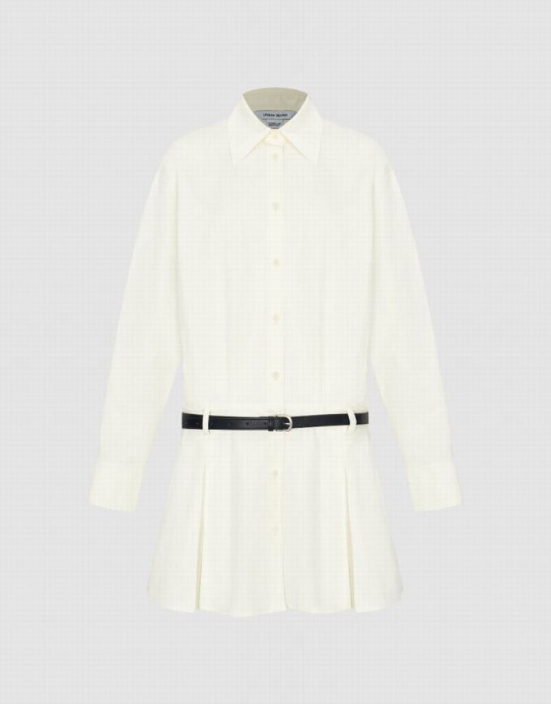 Urban Revivo Straight With Belt Women's Shirt Dress White | KSYHIBX-27