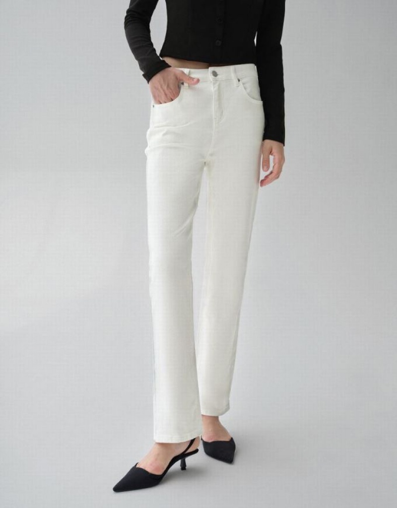 Urban Revivo Straight Women's Jeans White | ZJRPQSD-25