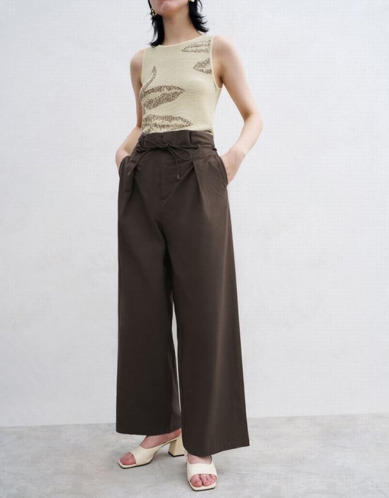 Urban Revivo Straight Women's Pants Brown | ITDFVPM-21