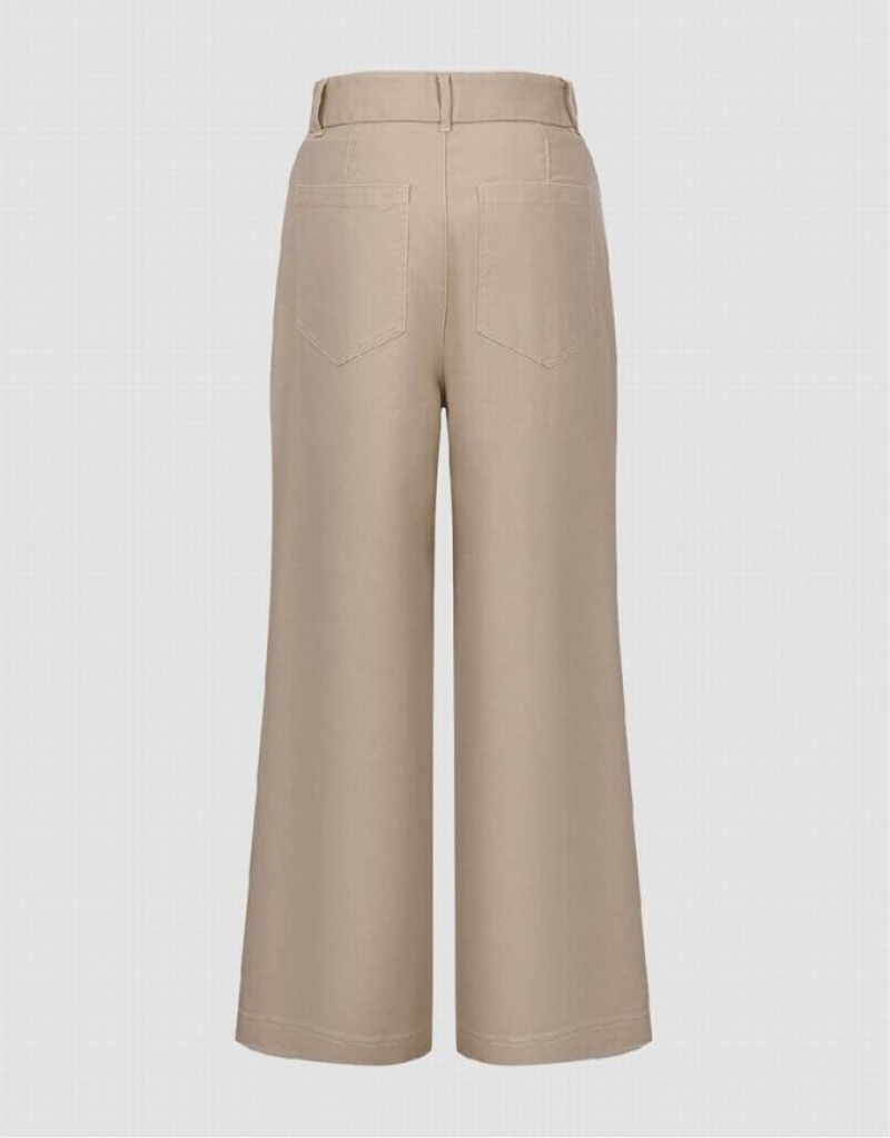 Urban Revivo Straight Women's Pants Khaki | KVZHOUN-71