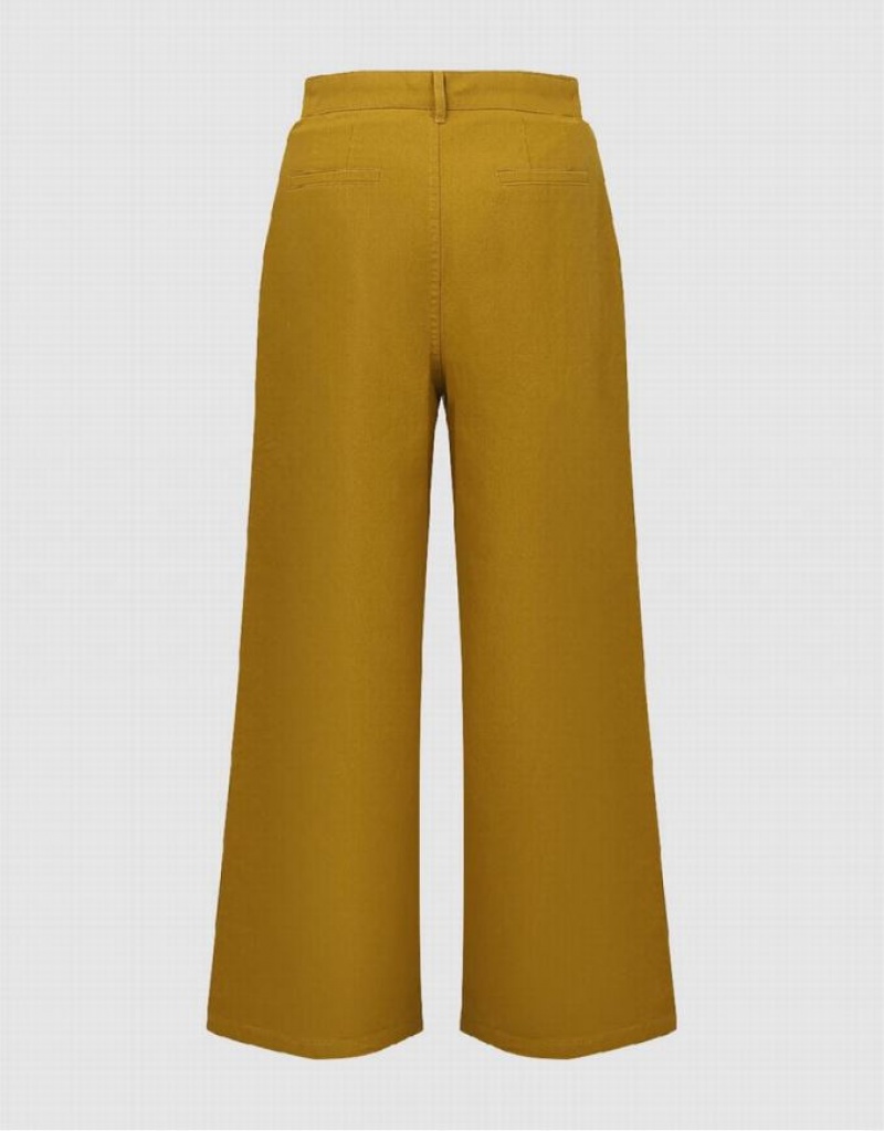 Urban Revivo Straight Women's Pants Yellow | YHXAGBV-92