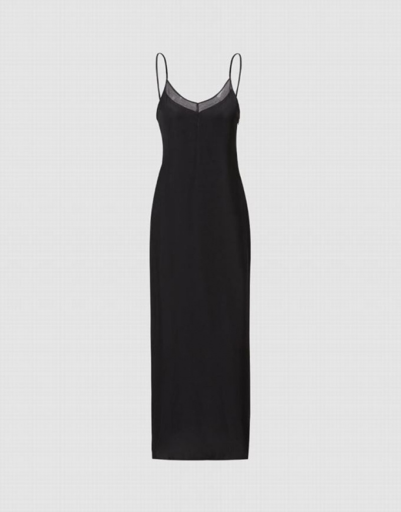 Urban Revivo Strappy Maxi Women's Maxi Dress Black | LMZXYGQ-29