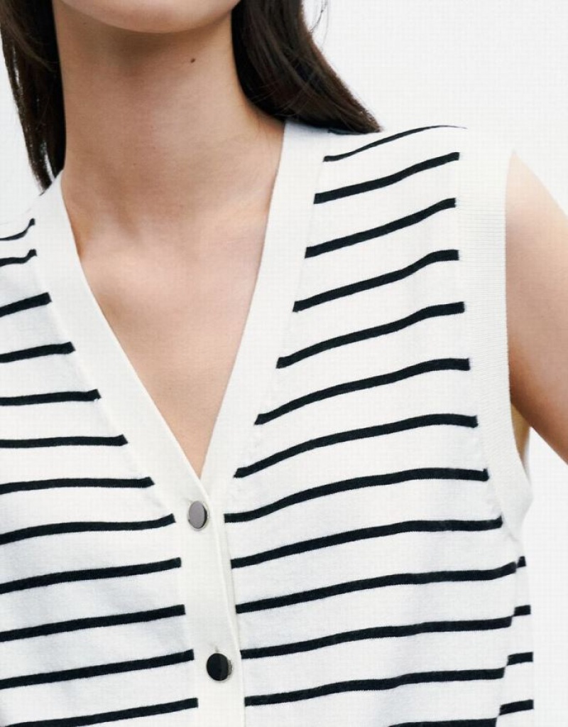 Urban Revivo Striped Button Front Women's Tank Top Stripes | YTSDLKQ-13