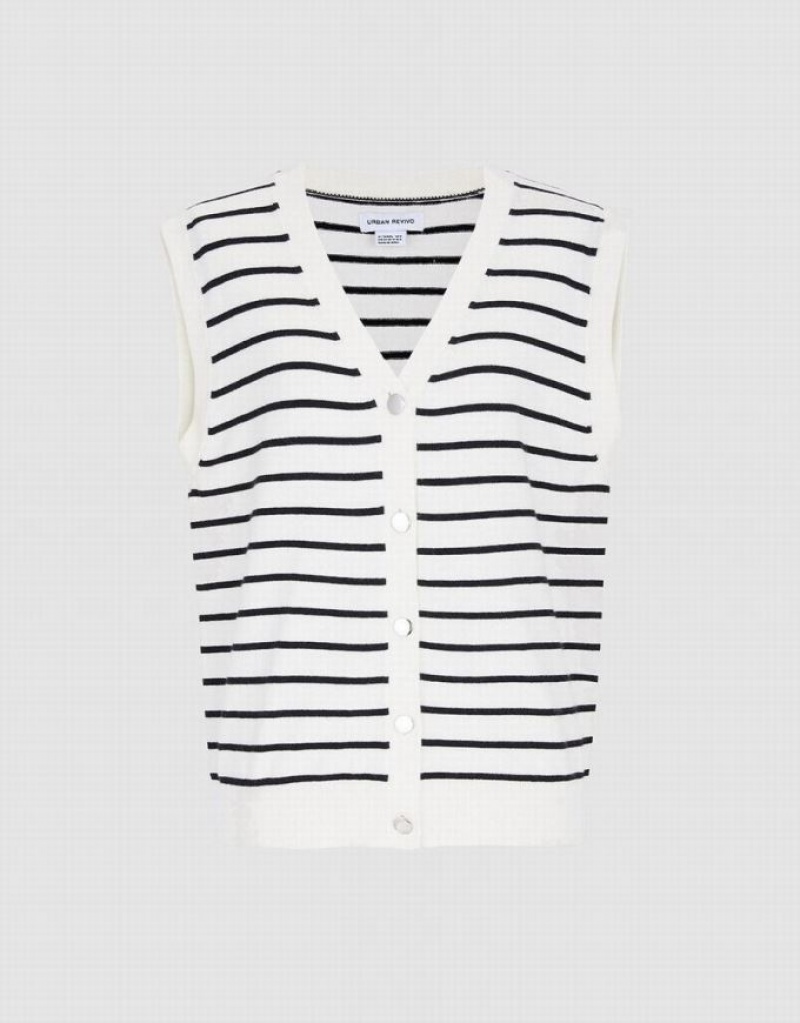 Urban Revivo Striped Button Front Women\'s Tank Top Stripes | YTSDLKQ-13