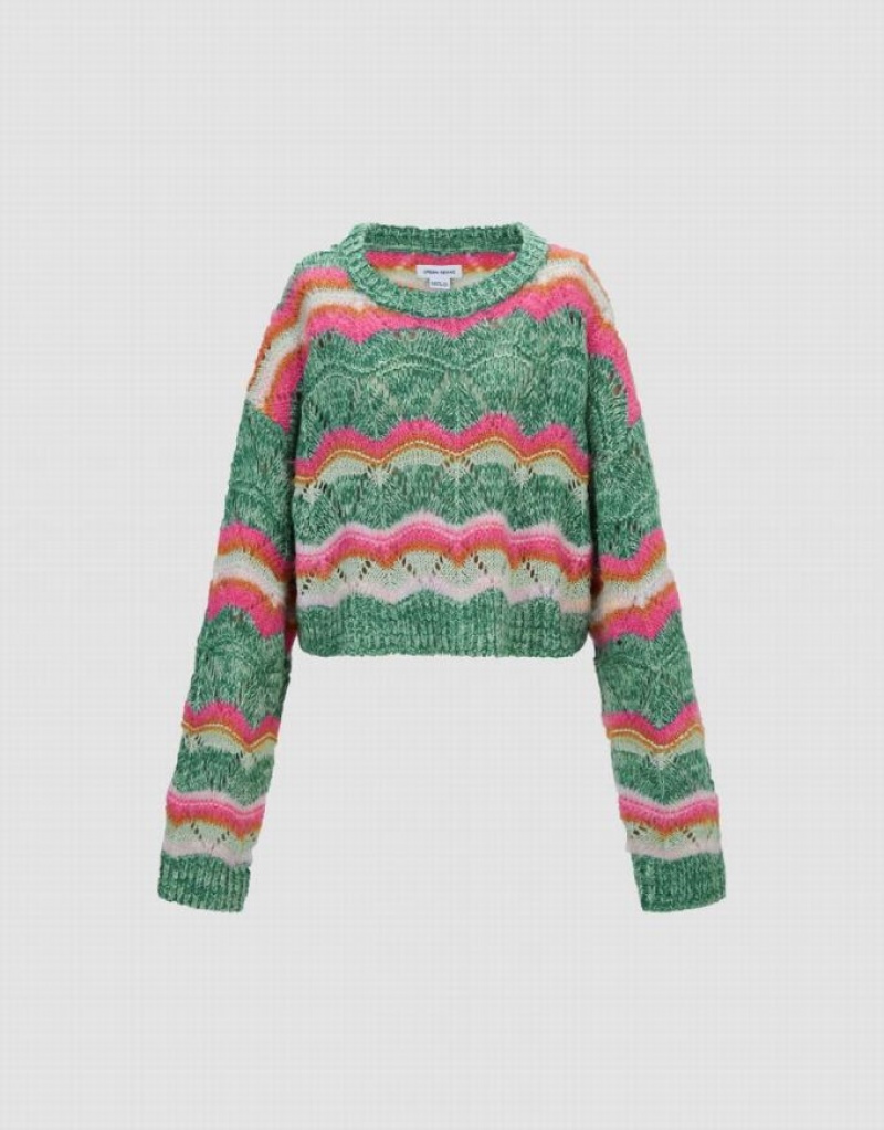 Urban Revivo Striped Crew Neck Women's Sweaters Multicolor | HVDOCAY-63