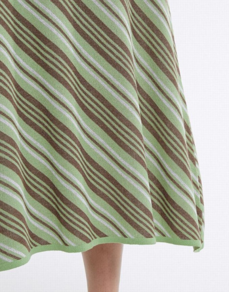 Urban Revivo Striped Knit Women's Skirts Green | OAMLVFW-08