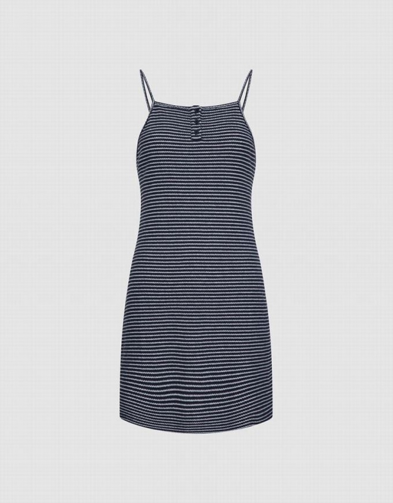 Urban Revivo Striped Knitted Cami Mini Women\'s Mini Dress Grey | VHILSRF-74