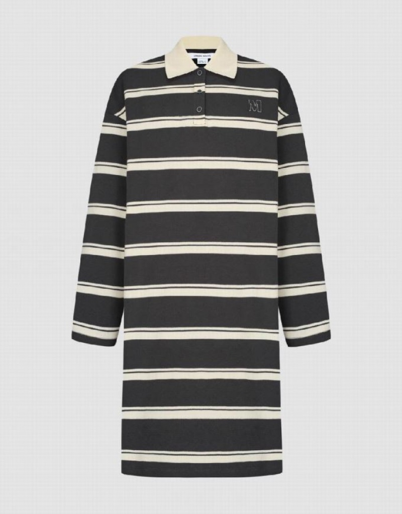 Urban Revivo Striped Skater Women's Short Dress Black | BUMNSAY-97