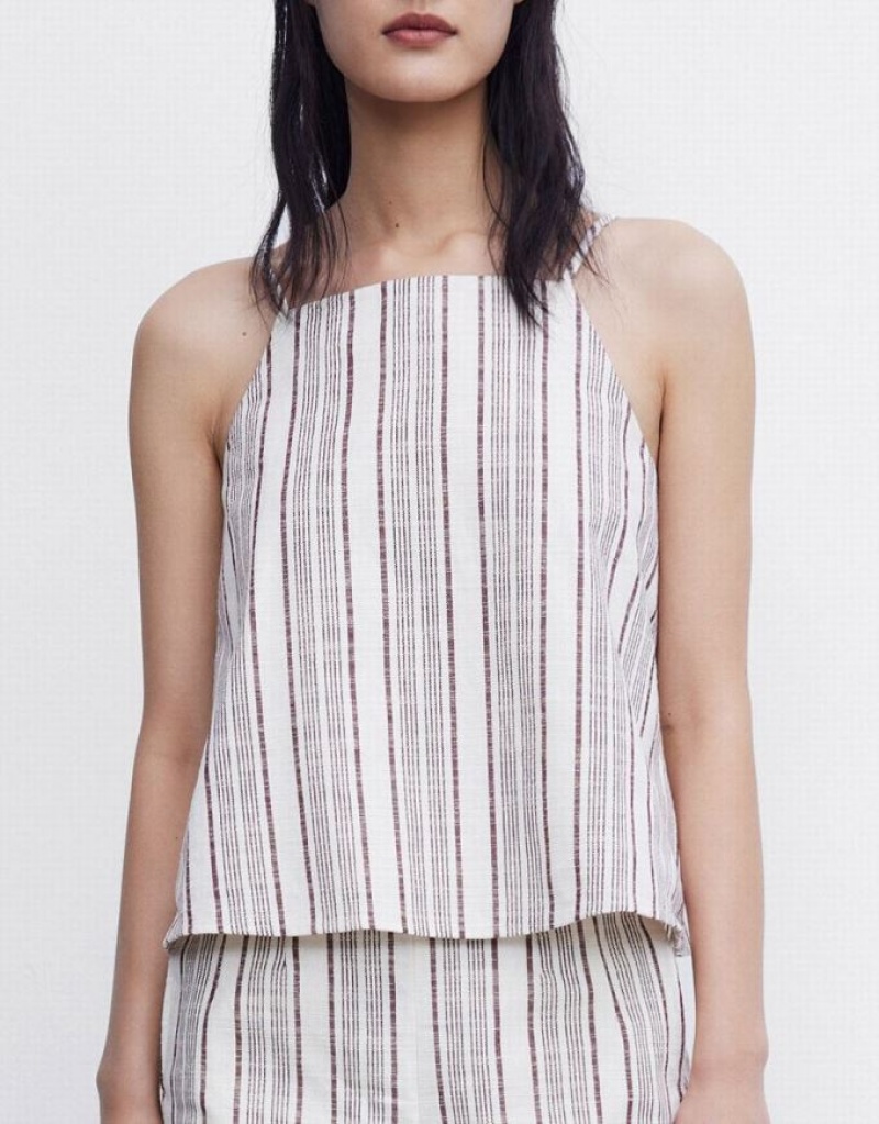 Urban Revivo Striped Women's Camisole White | AWKSYUG-46