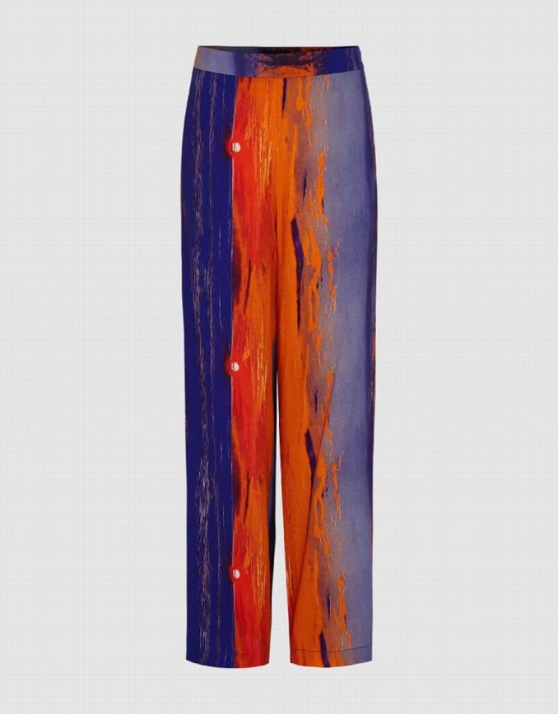 Urban Revivo Sunset Printed Wide-Leg Women\'s Pants Multicolor | CFKXHBW-67