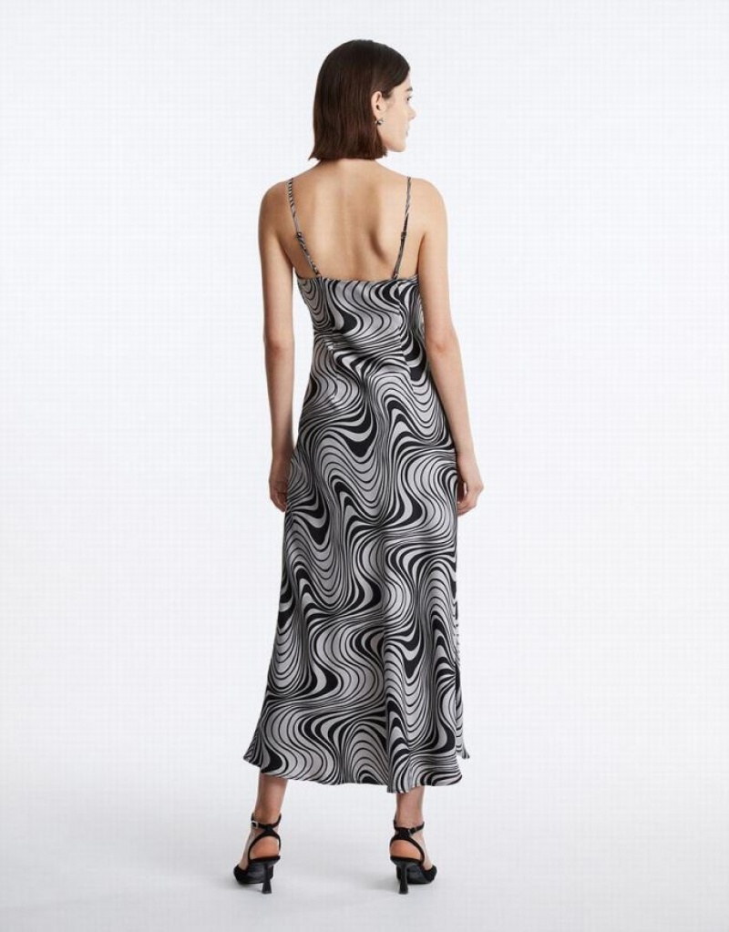 Urban Revivo Swirl Print Maxi Cami Women's Maxi Dress Grey | BVCFXDJ-38