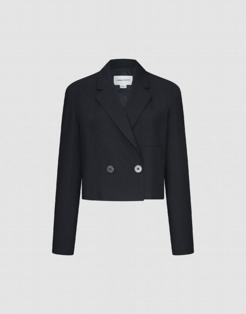 Urban Revivo Tailored Notch Lapel Women's Blazers Blue | ZHLJKRO-16