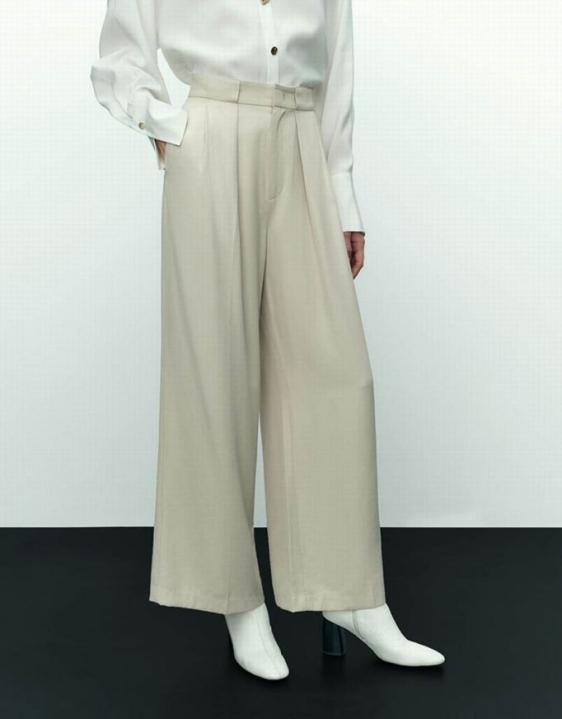 Urban Revivo Tailored Straight Women's Pants White | HPJOVXW-03