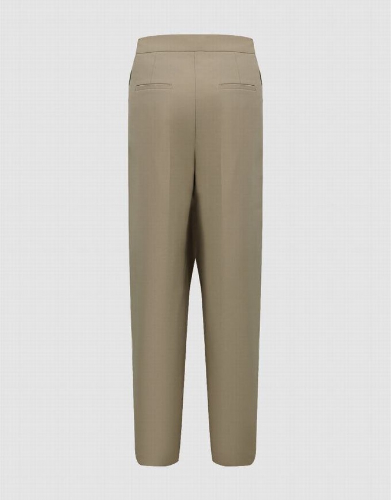 Urban Revivo Tailored Straight Women's Pants Khaki | BZKRWCQ-47