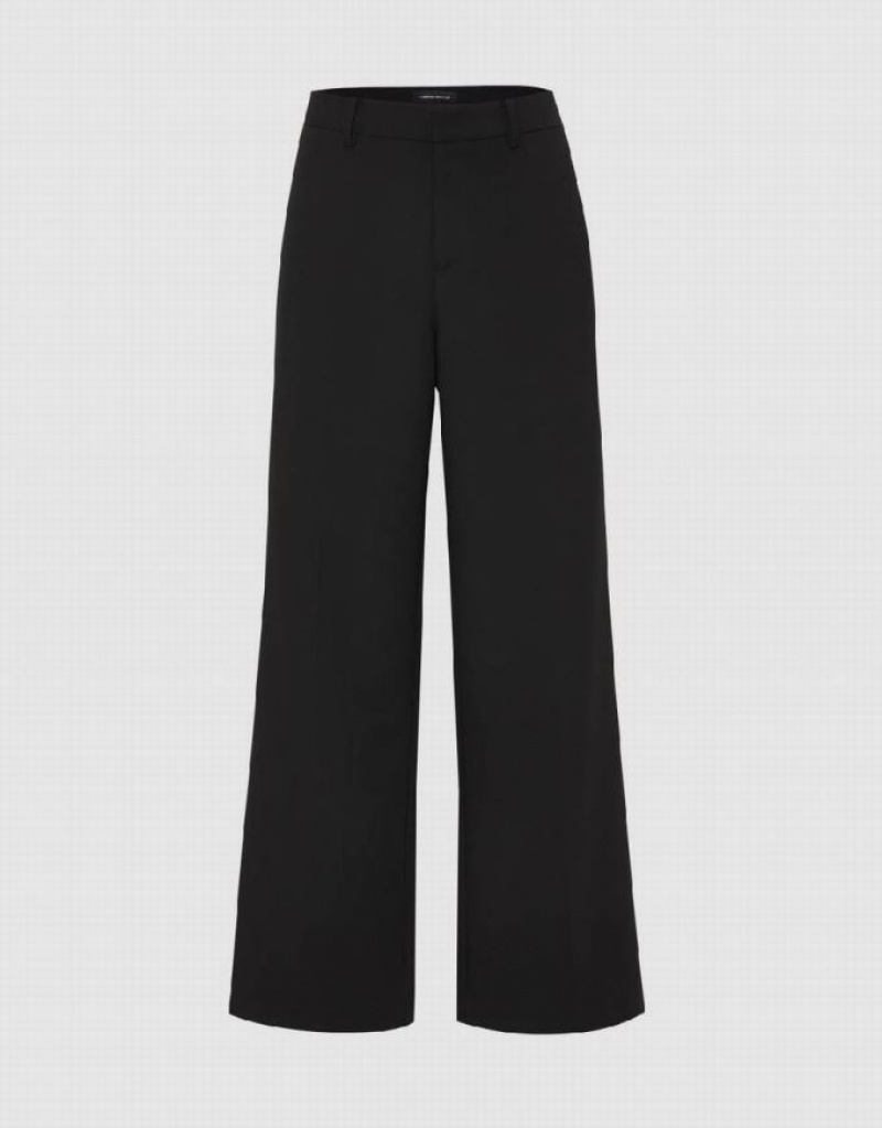 Urban Revivo Tailored Wide-Leg Women\'s Pants Black | YVTUOEA-21