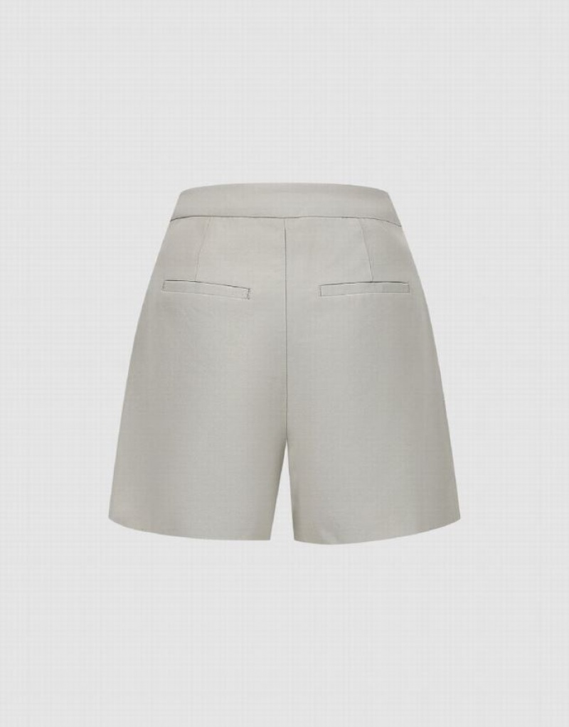 Urban Revivo Tailored Women's Shorts Grey | NCIKHGM-67