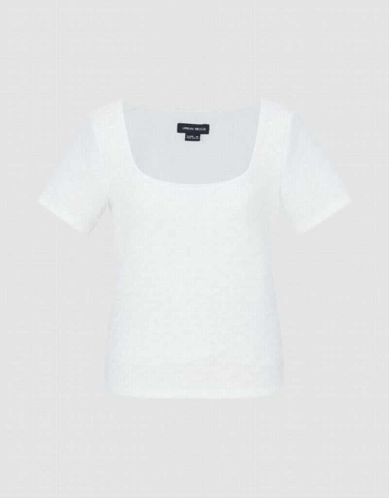 Urban Revivo Textured Raglan Sleeve Women's T-Shirts White | DSGTYHB-12