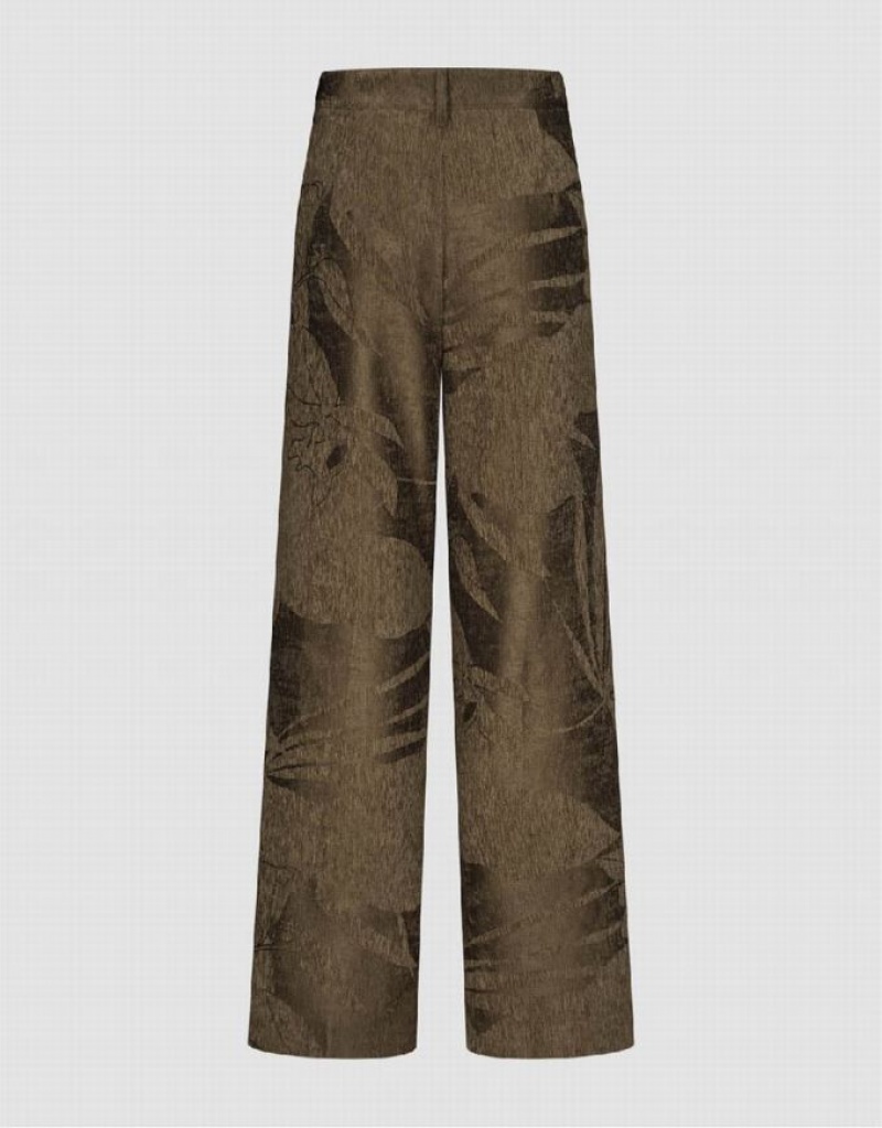 Urban Revivo Textured Wide-Leg Women's Pants Brown | WVTYEZH-96