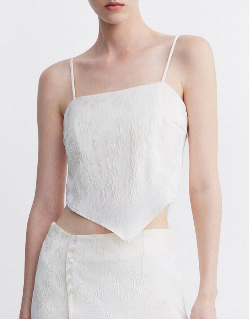 Urban Revivo Textured Women's Camisole White | WTIXGSH-62